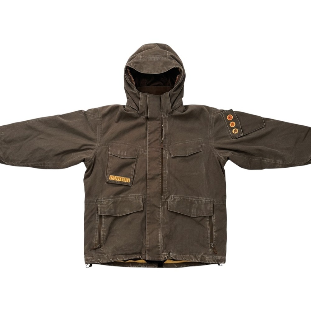 Y2K Burton Analog Snowboard Jacket Mens Large Brown Hooded Utility Vented Shell